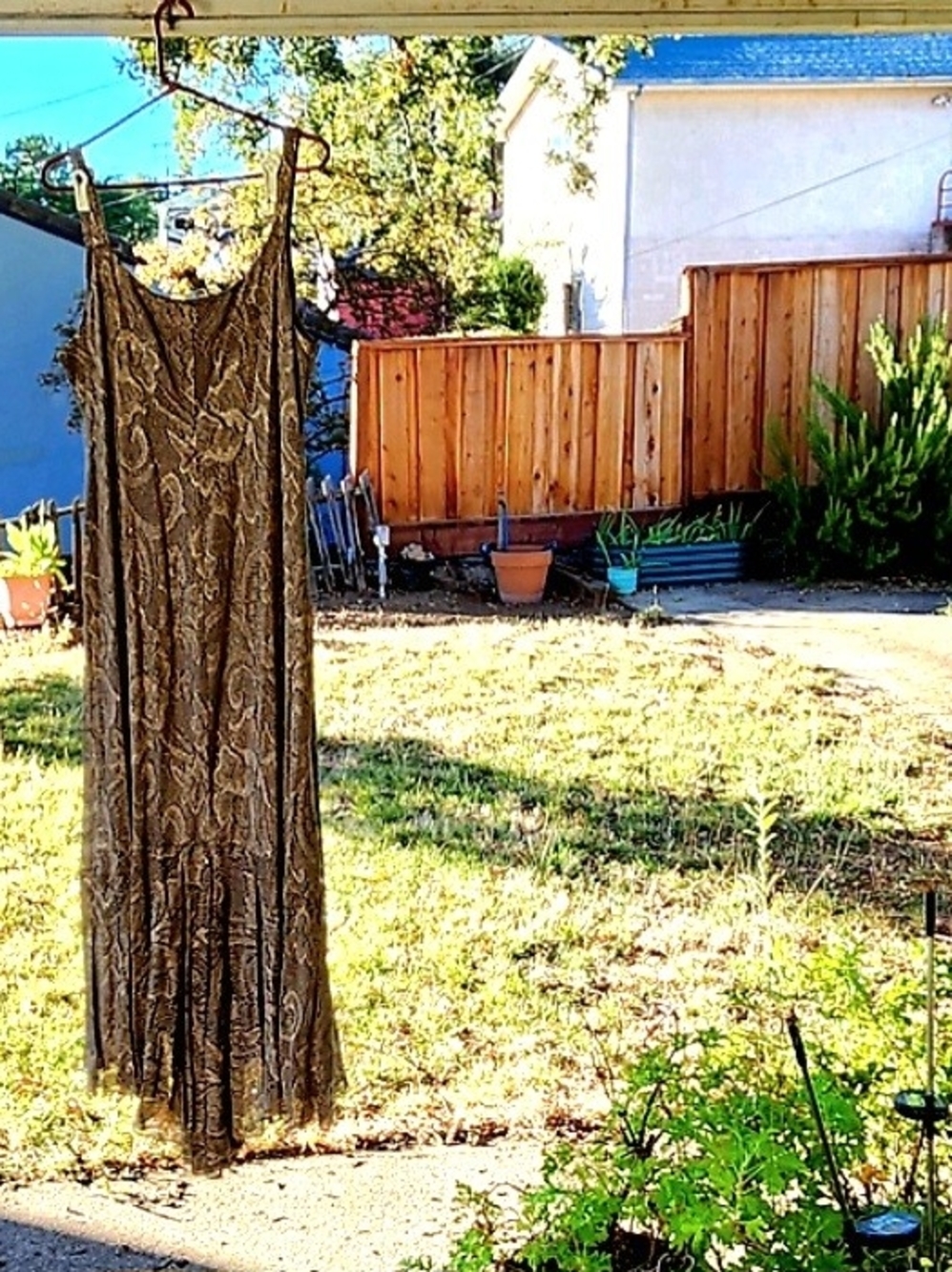 Spencer Alexis Boutique 2-piece Dress\Jacket Brown & Metallic Gold Lace, XL - Picture 9 of 16